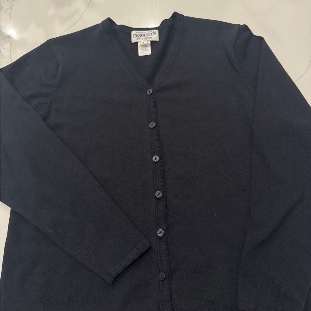 Pendleton Black Cardigan Sweater V-Neck Knit